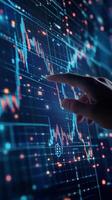 Analyzing stock market trends with a digital chart display at a modern financial workspace photo