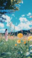 Bright yellow flowers bloom in a vibrant garden during a sunny afternoon photo