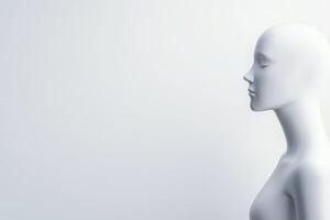 Two white mannequins positioned next to each other against a blank wall photo