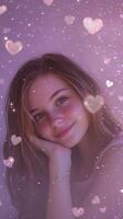 Colorful heart shapes with swirls and stars create a romantic atmosphere in soft hues photo