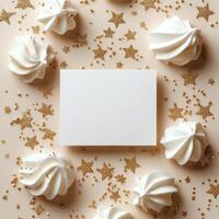 Whipped cream swirls and golden stars create a festive display for celebration moments photo
