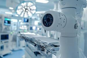 High tech surgical equipment in a modern operating room during a procedure photo