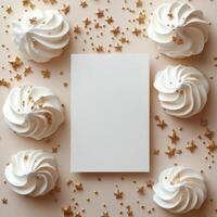 Whipped cream swirls and golden stars create a festive display for celebration moments photo
