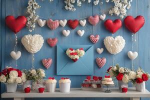 Heart themed decoration for a romantic celebration or event setup photo