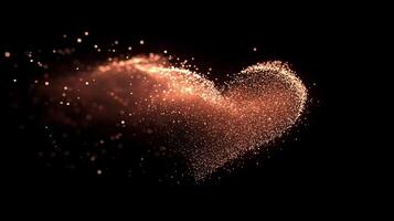 Heart shaped sparkles create a warm effect in dark background during celebration of love photo