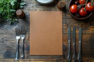 Culinary ambiance with ingredients for a delicious Italian dish on a wooden table photo