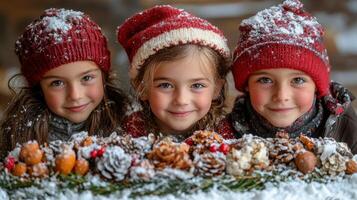 Family enjoys festive moments while decorating a Christmas tree together indoors photo