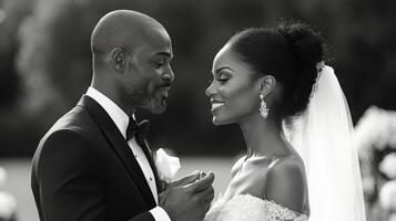 Couple exchanges wedding rings during an outdoor ceremony in a tropical setting photo