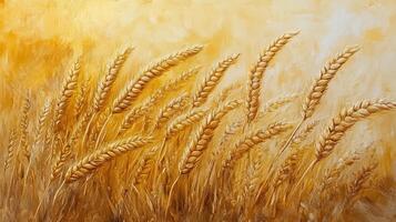 Golden wheat fields swaying in the warm sunset light during harvest season photo