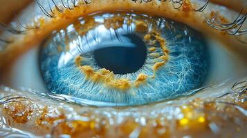 Intricate close up of a human eye showcasing vivid colors and textures photo