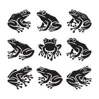 black color silhouette with frog theme, file vector