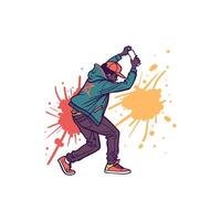 Hip hop dancer with paint splatter on his face vector