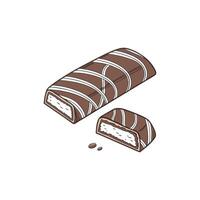 A chocolate bar with a piece missing and a piece of ice cream vector
