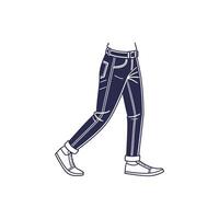 A drawing of a man walking in jeans vector