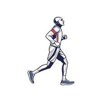 A man running in a red and white jersey vector