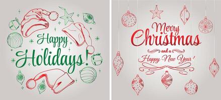Square Christmas card design with globes, hats and snow vector