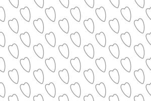 A seamless pattern of outlined heart shapes in black and white, ideal for coloring pages and creative projects. vector