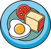 A classic breakfast plate with eggs bacon toast vector