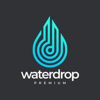Water drop Logo design template Linear style vector