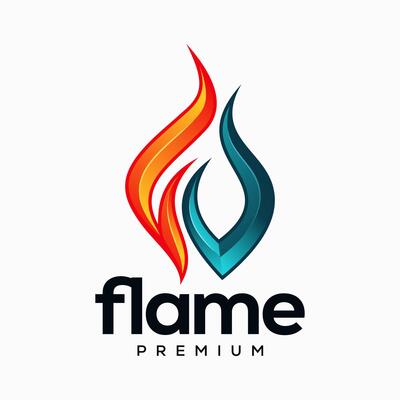 Fire Flame Logo Design with Modern Colorful. Illustration.