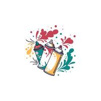 A spray can with paint splatters and a splash of paint vector