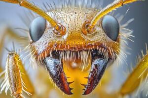 A close up of a close up of a bug's face photo