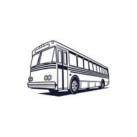 A black and white drawing of a bus vector