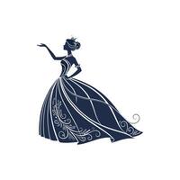 Silhouette of a woman in a ball gown vector
