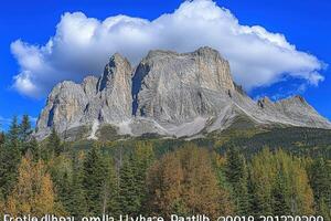 A large mountain with a cloud in the sky photo