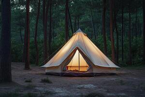 A tent in the woods photo
