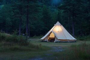 A tent in the woods photo