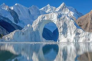 The iceberg arch in the middle of the lake photo