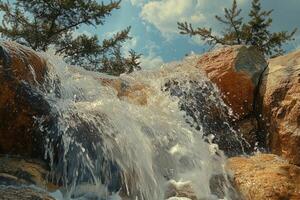 Waterfall in the mountains photo