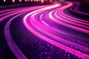 A long exposure photo of a highway at night