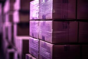 A stack of boxes in a warehouse photo
