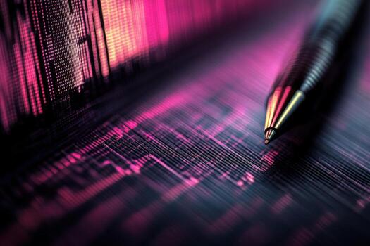 A pen on a table with a pink background photo