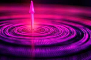 A pink arrow is pointing into a circular vortex photo