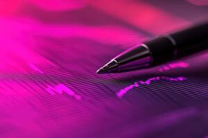 A pen is writing on a graph paper photo