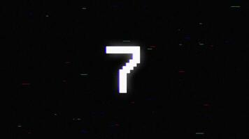 Top ten countdown digital glitch 8-bit pixel text animation with distortion effect looped, computer software concept motion background video