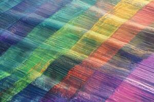 A close up of a rainbow colored fabric photo