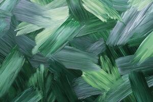 Abstract painting of green paint strokes photo