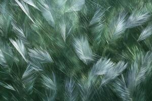 A close up of some white feathers on a green field photo