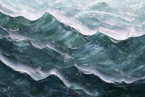 A painting of waves on the ocean photo