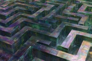 A maze with many different colors and shapes photo
