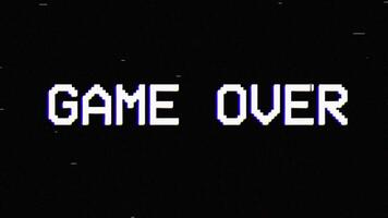 game over. digital glitch 8-bit pixel text animation with distortion effect looped, computer software concept motion background video