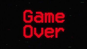 game over. digital glitch 8-bit pixel text animation with distortion effect looped, computer software concept motion background video
