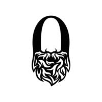 Logo template combining the letter O and a beard vector