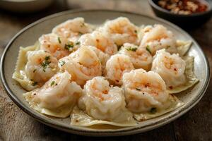 Shrimp dumplings on a plate photo