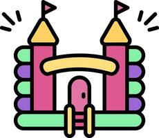 Inflatable Castle Line Filled Icon vector