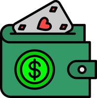 Wallet With Card Sticking Line Filled Icon vector